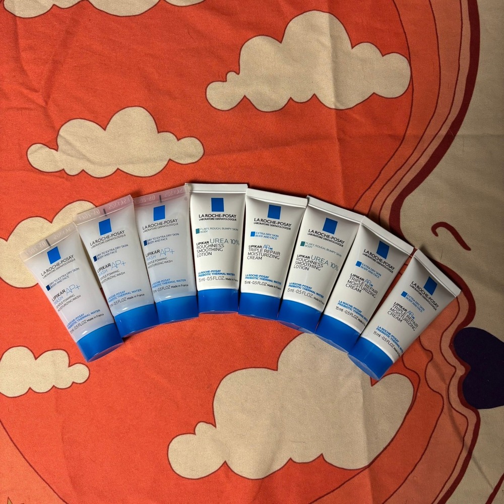 La Roche-Posay Lipikar Travel Set 8pc Wash Urea 10% Lotion Triple Repair Cream